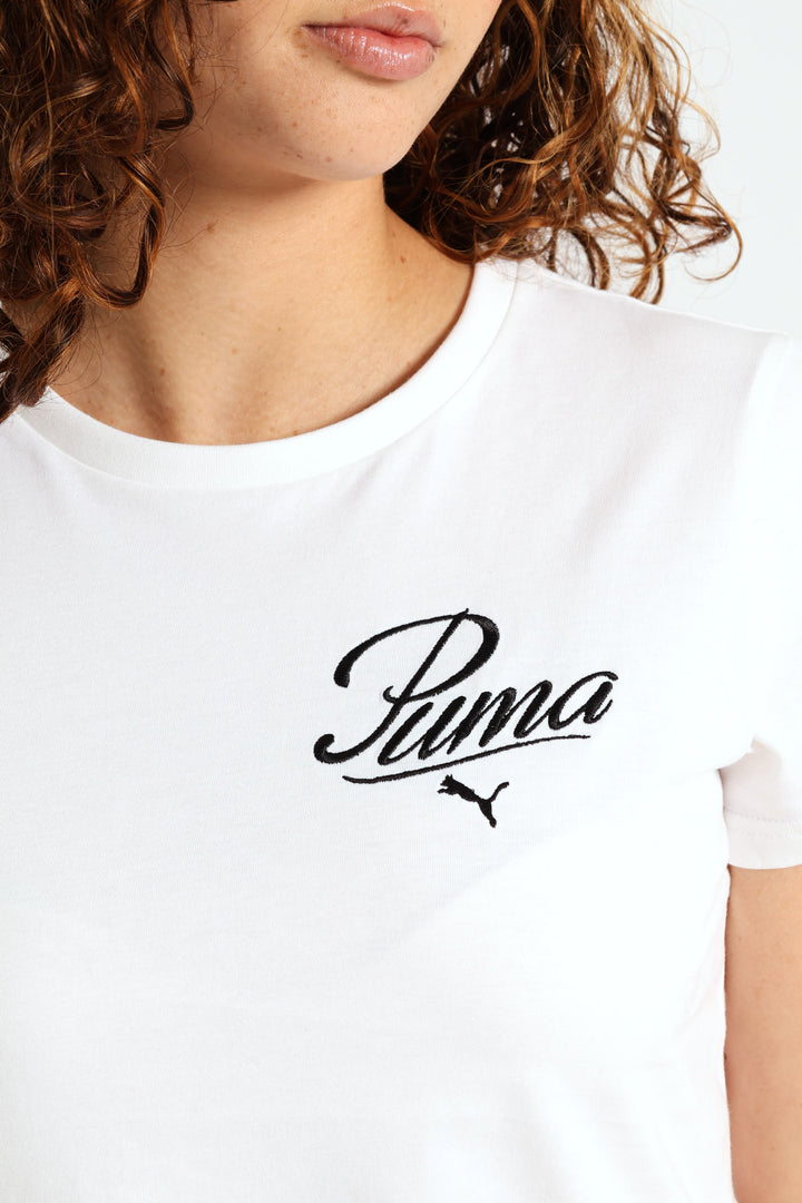 Essential Script Tee - White