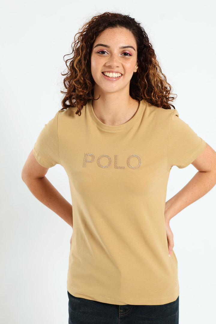 Lily Beaded Tee - Stone