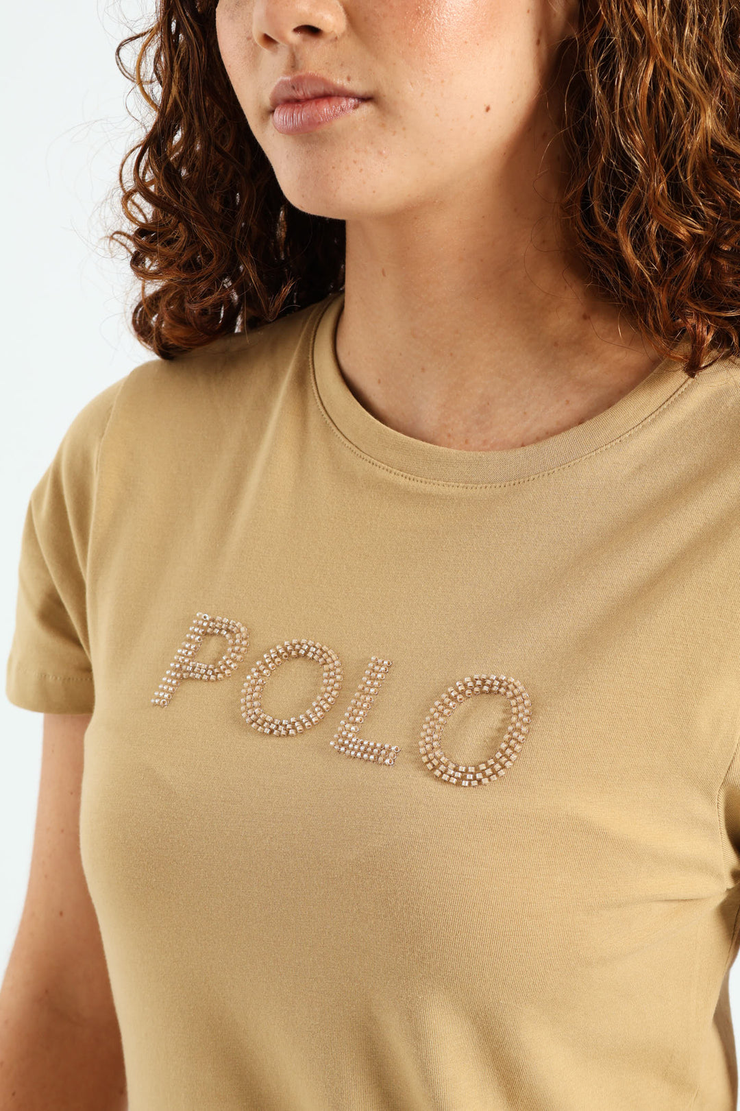 Lily Beaded Tee - Stone