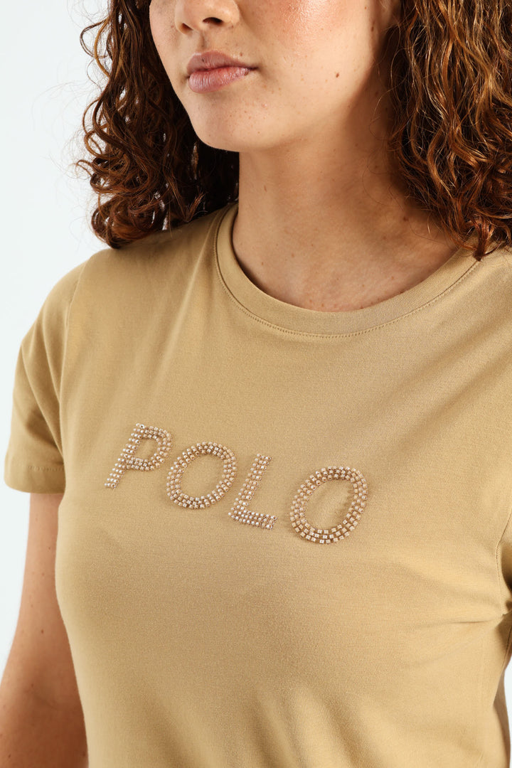 Lily Beaded Tee - Stone