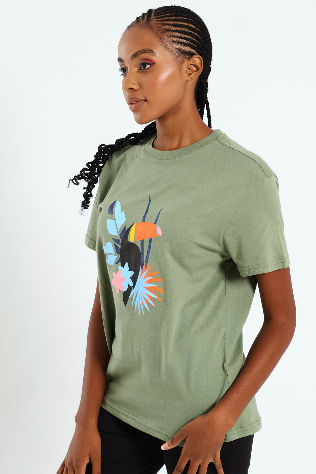Tropical Toucan Frame Tee - Aqua Mist Green