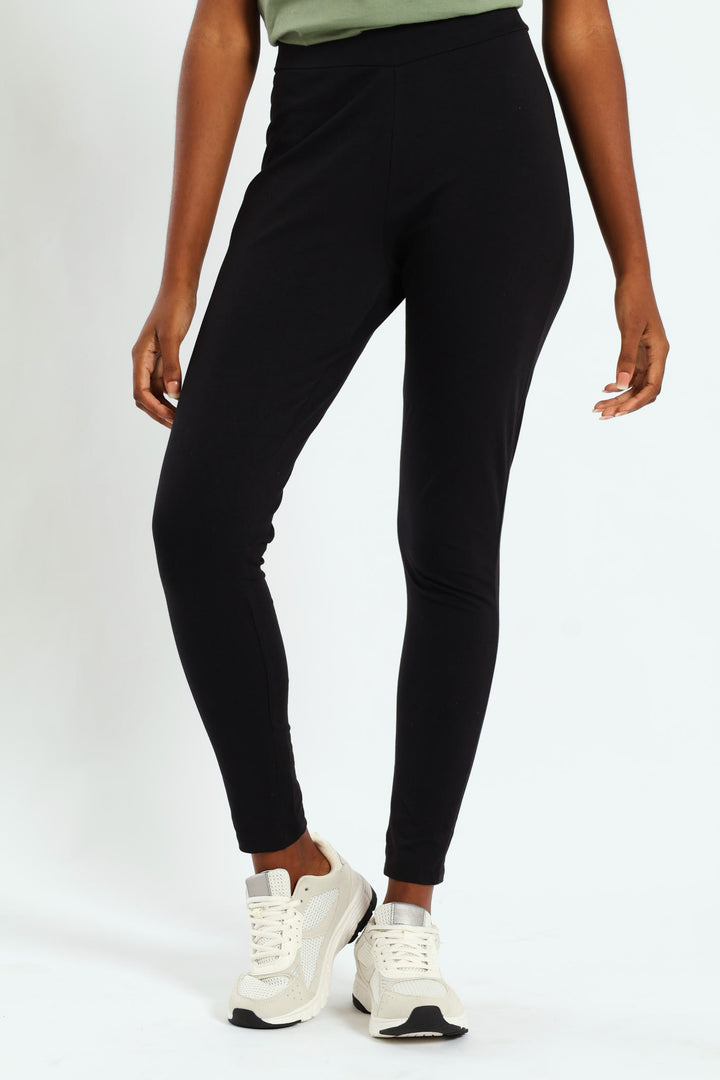 Basic Legging With Wide Waistband - Black