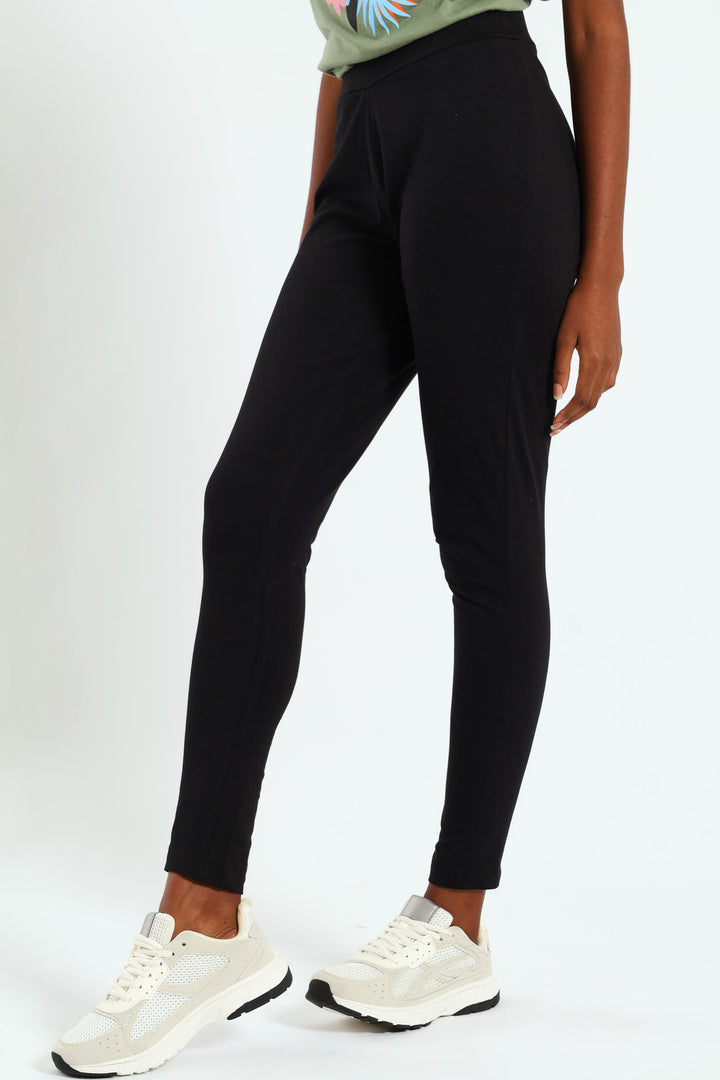 Basic Legging With Wide Waistband - Black