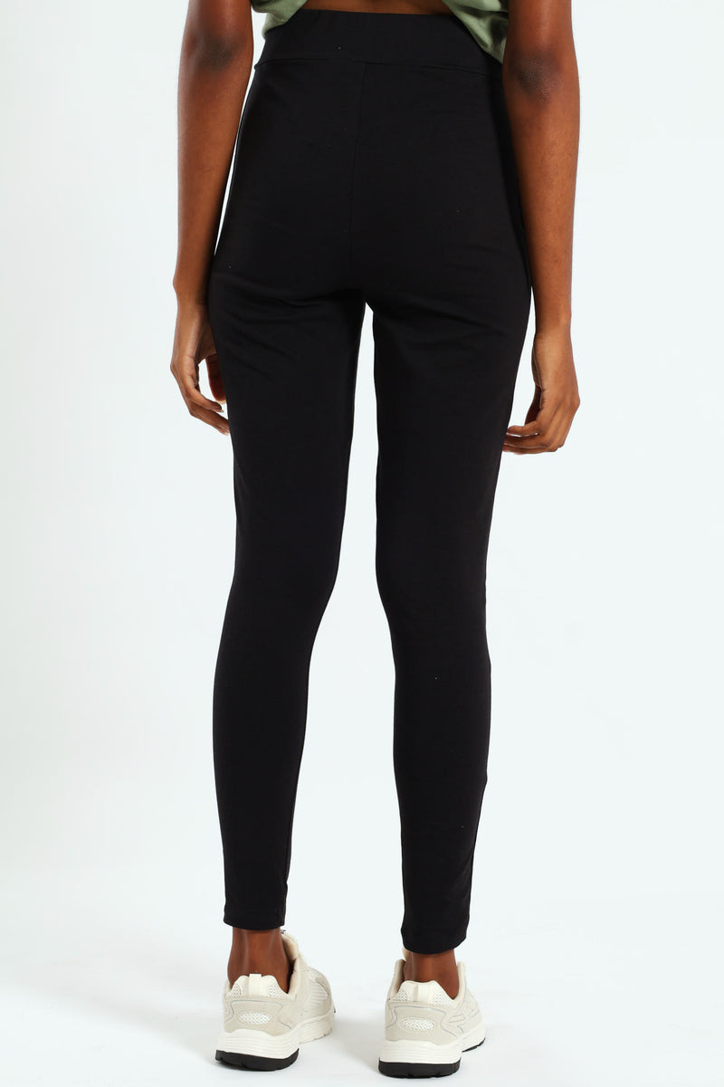 Basic Legging With Wide Waistband - Black