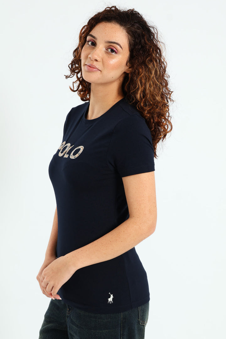 Anele Embellished Tee - Navy