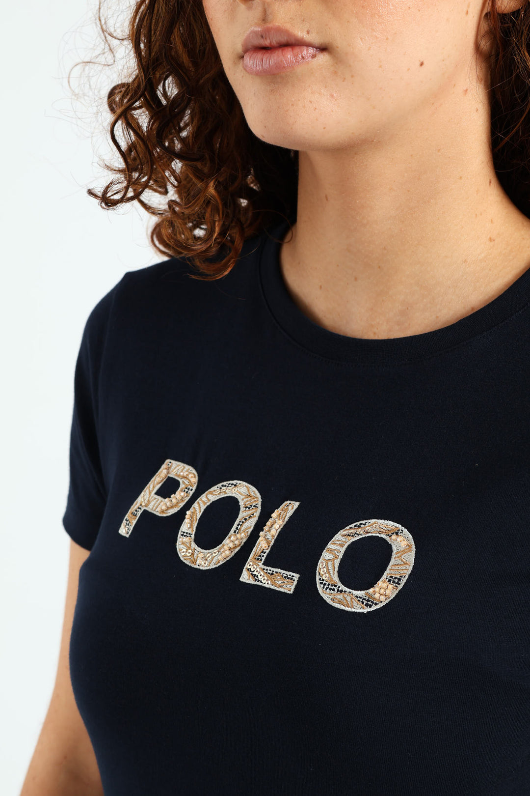 Anele Embellished Tee - Navy