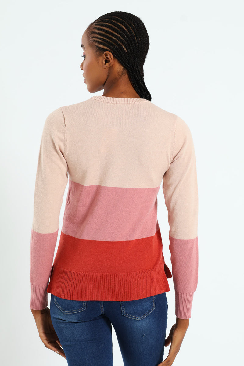 Bold Stripe Pullover - Rust