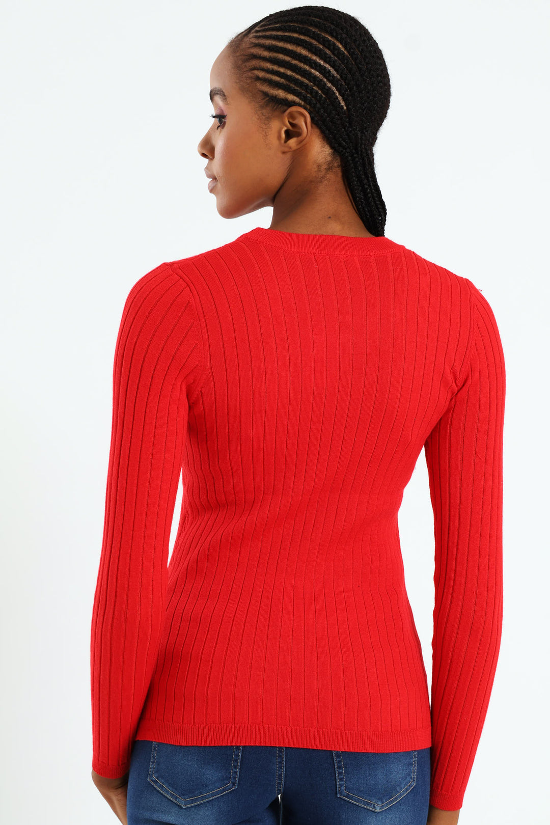 Plain Cable Pullover - Red