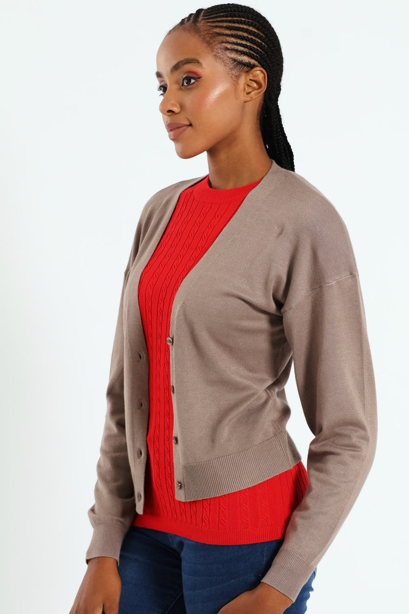 Classic Cardigan - Taupe