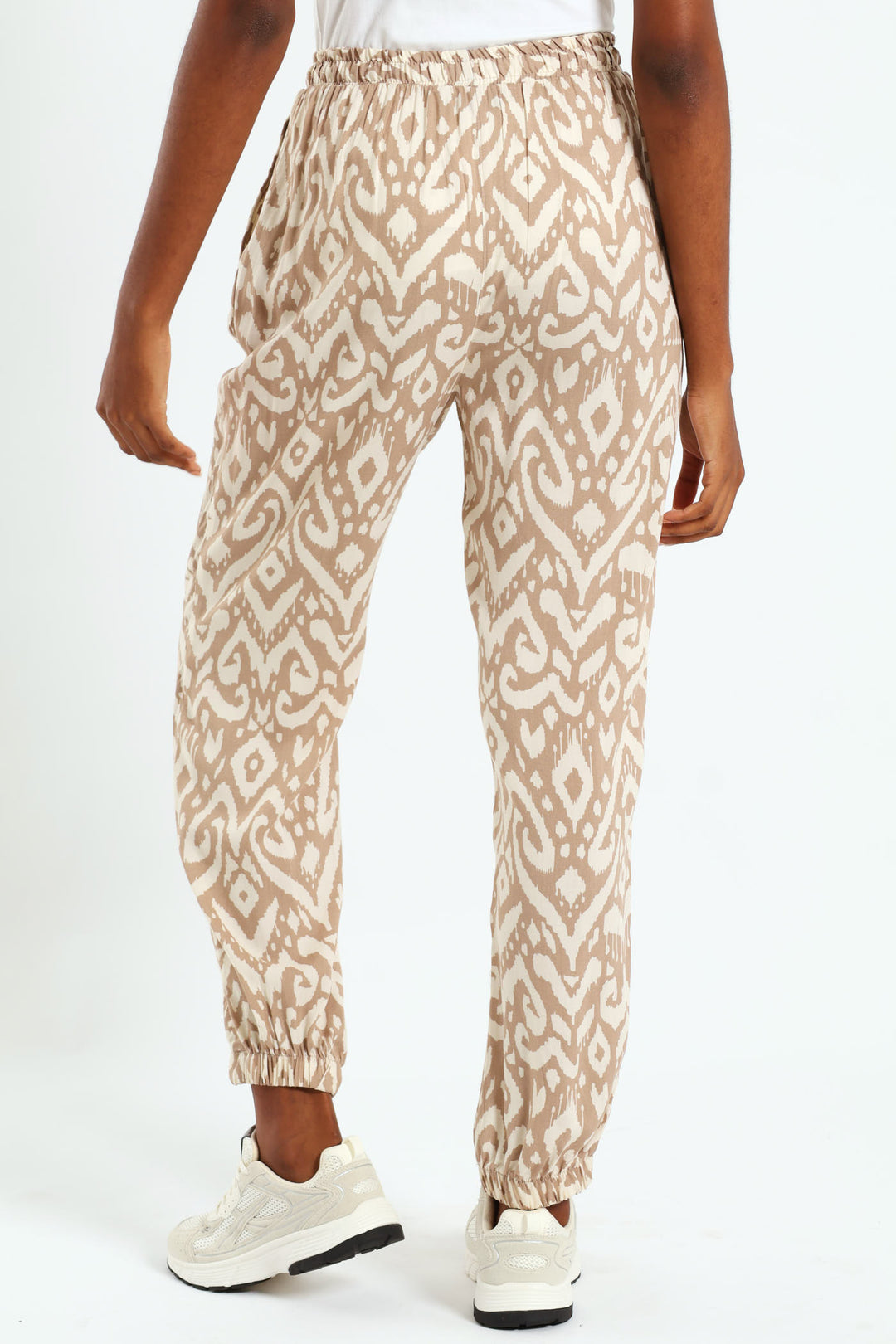 Pull-On Elasticated Cuff Jogger - Taupe/Cream
