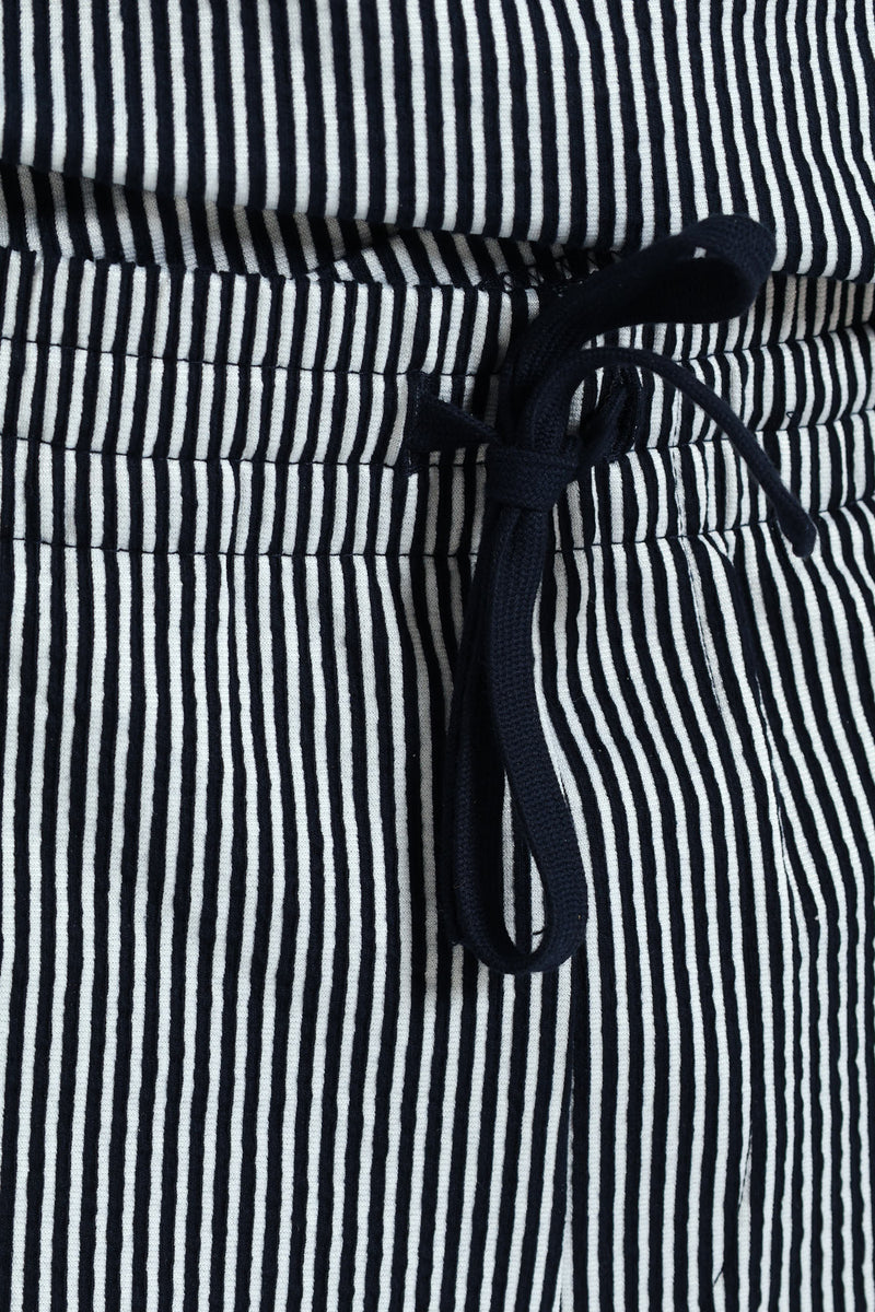 Stripe Surface Interest Top & Short Pj Set - Navy