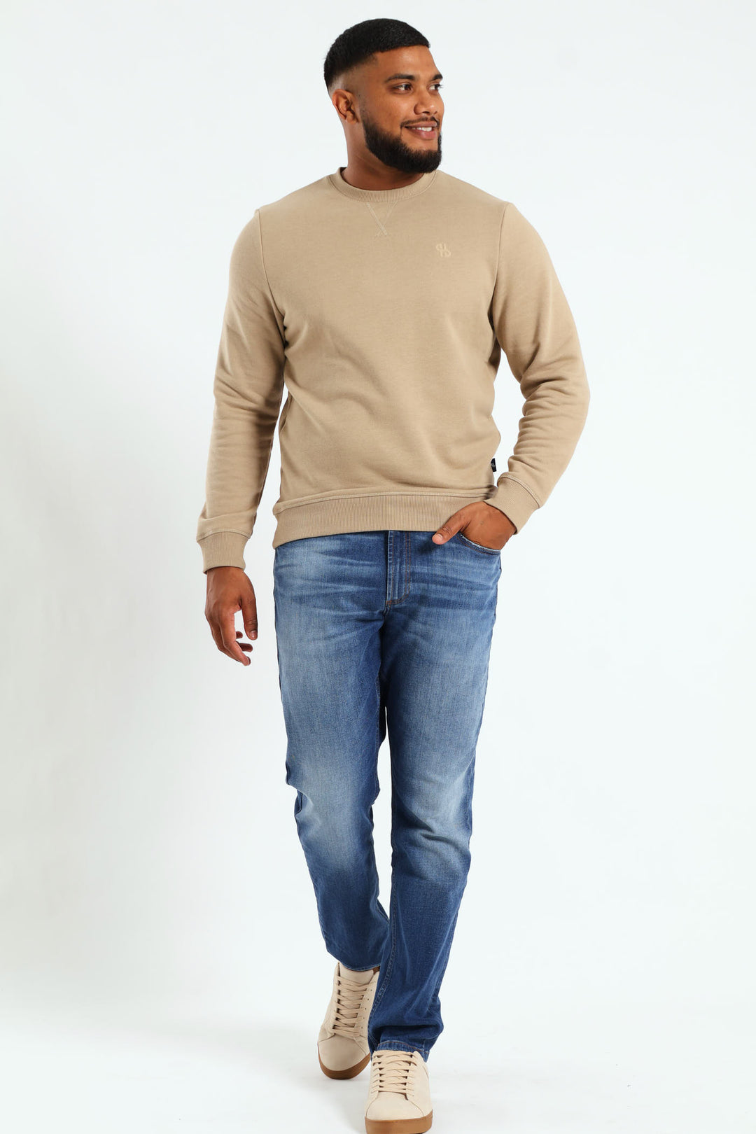 Mid Blasted Slim Jean - Mid Denim