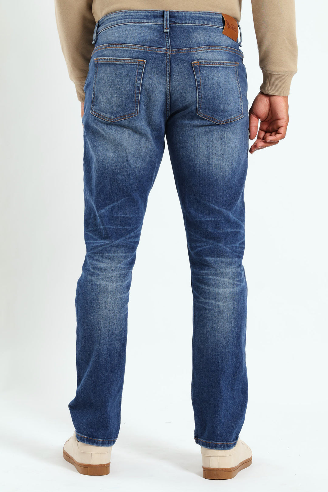 Mid Blasted Slim Jean - Mid Denim
