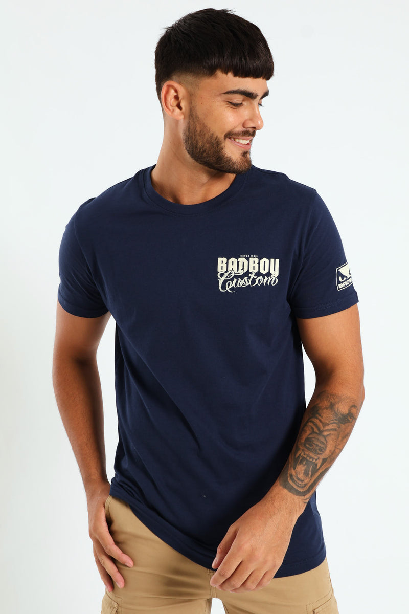 Biker Pistons Tee - Navy