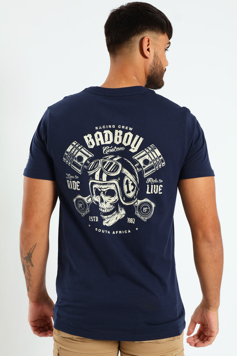 Biker Pistons Tee - Navy