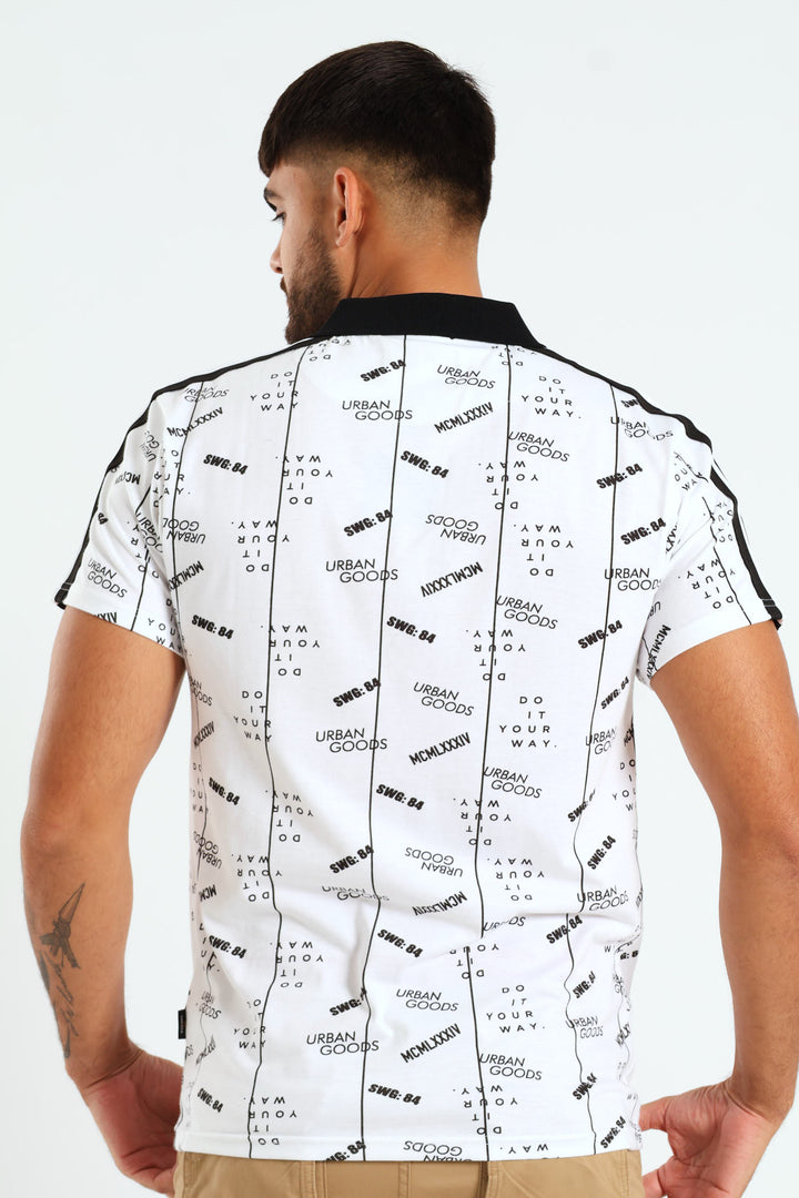 Short Sleeve Printed Golfer - White
