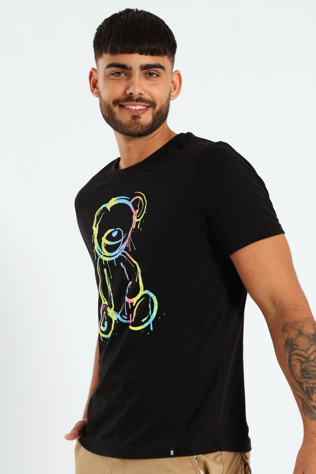 Multi Colour Bear Tee - Black