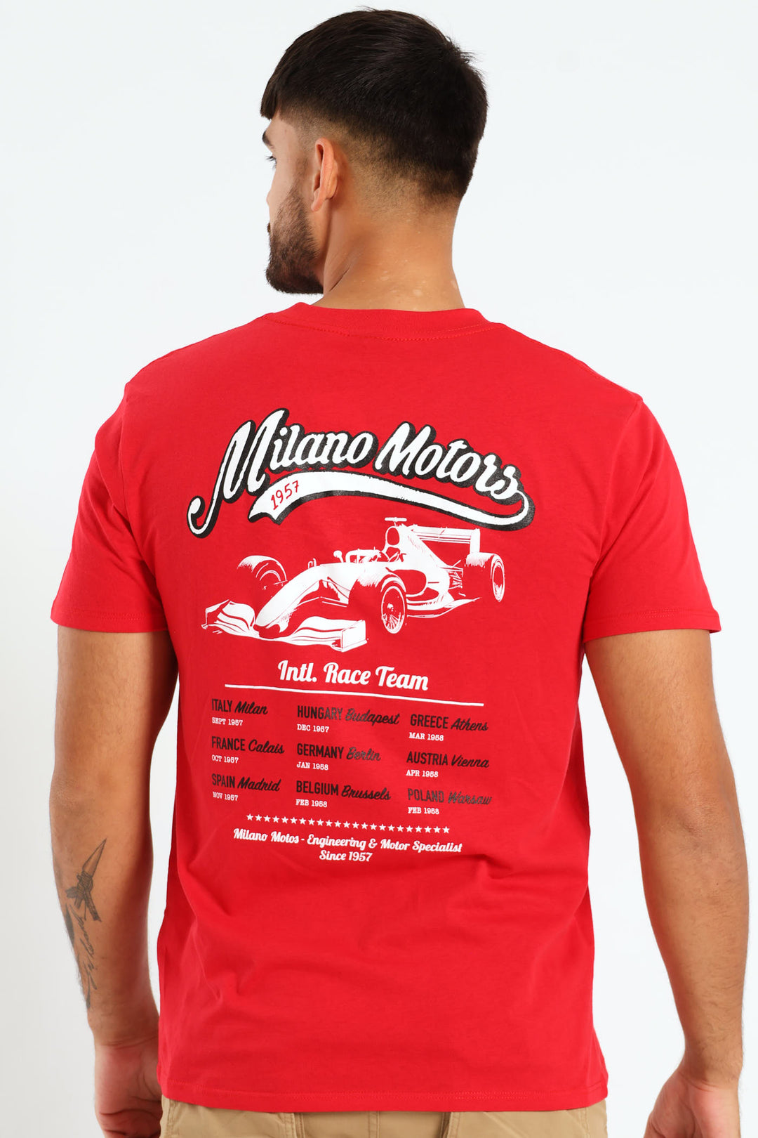 Race Car Front & Back Print Tee - Red