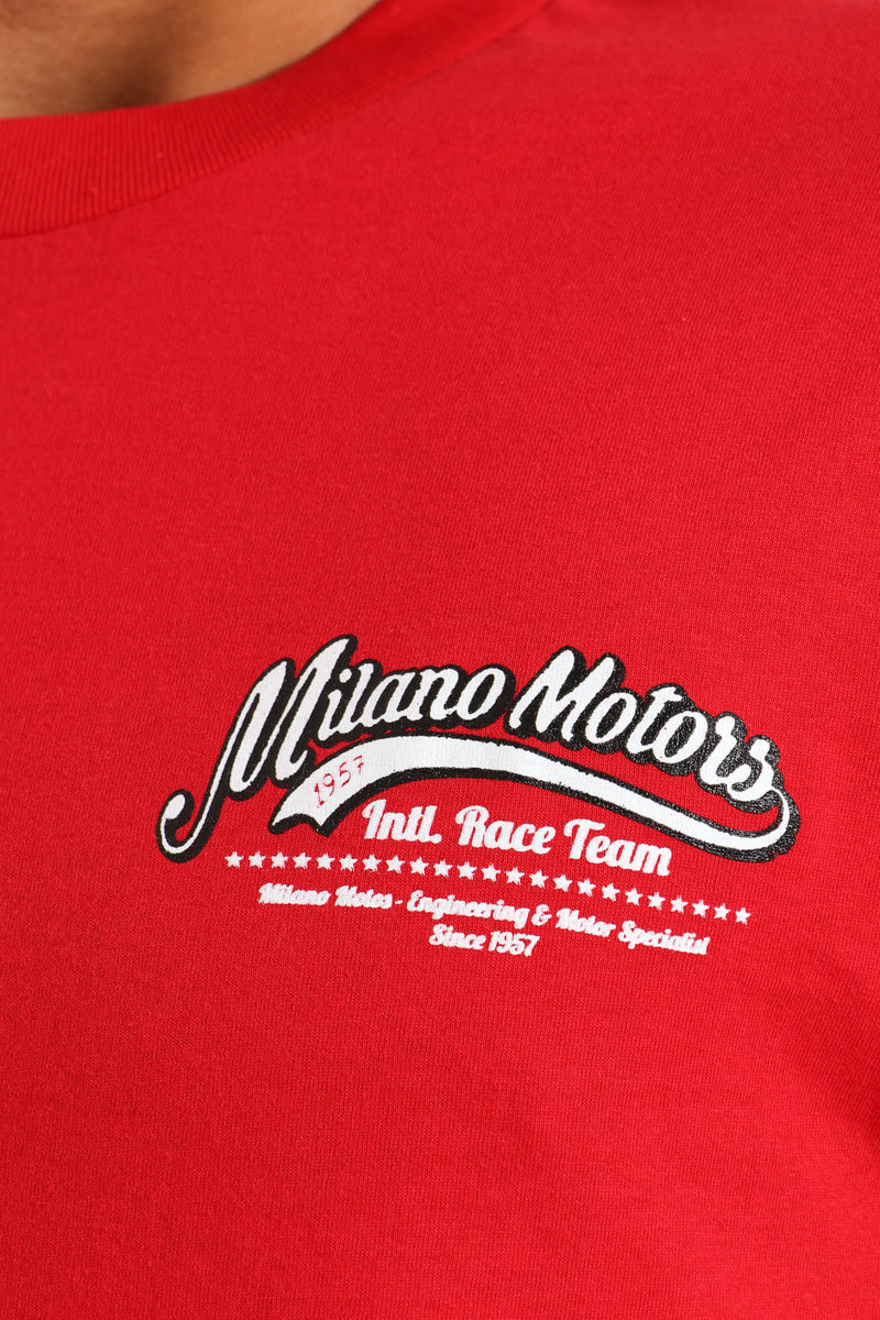 Race Car Front & Back Print Tee - Red