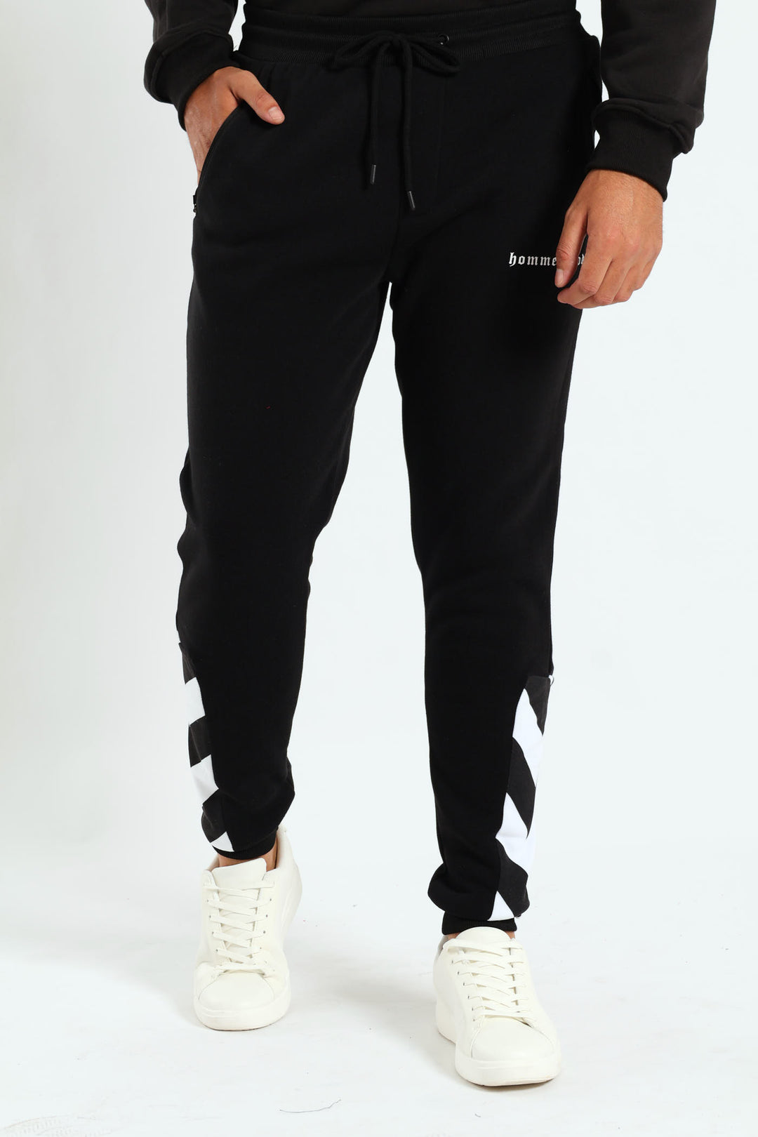 Side Print Trackpant - Black