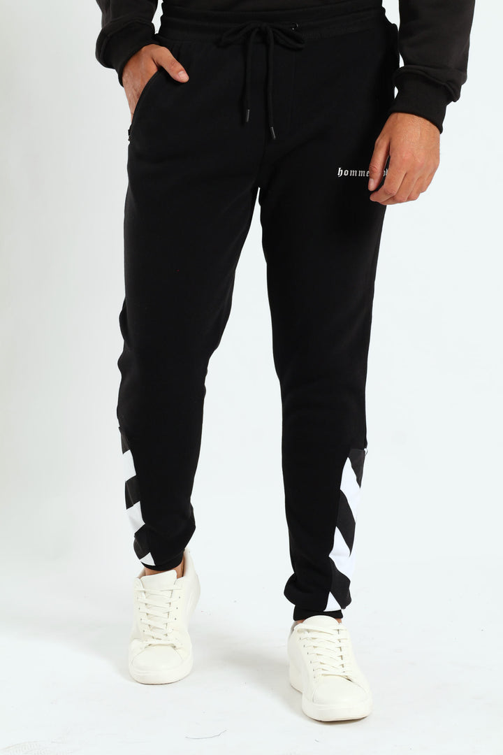 Side Print Trackpant - Black