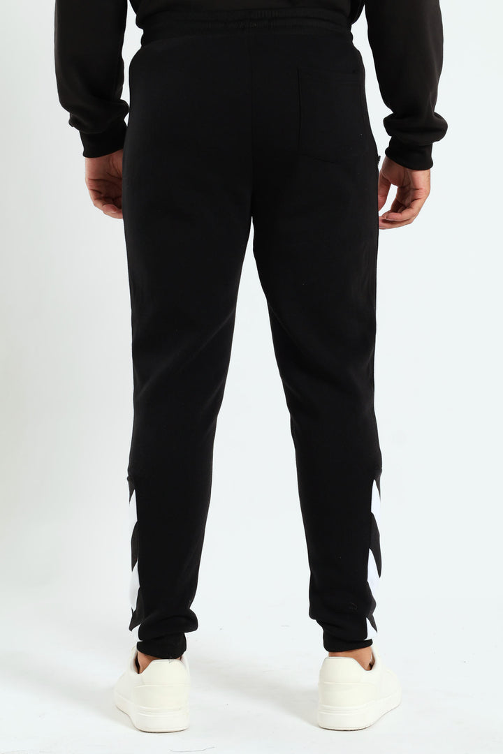 Side Print Trackpant - Black