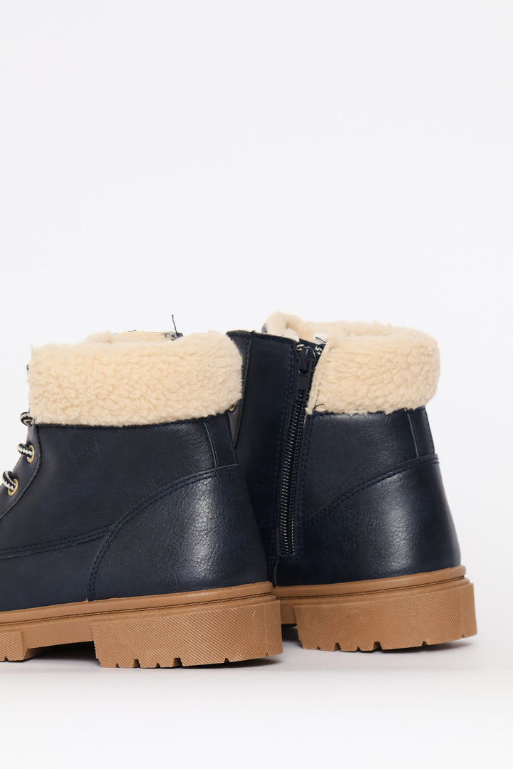 Boys Furlined Boot - Navy