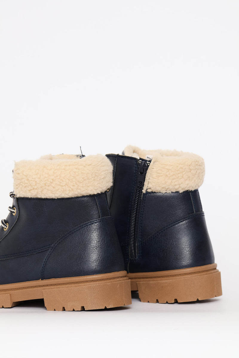 Boys Furlined Boot - Navy