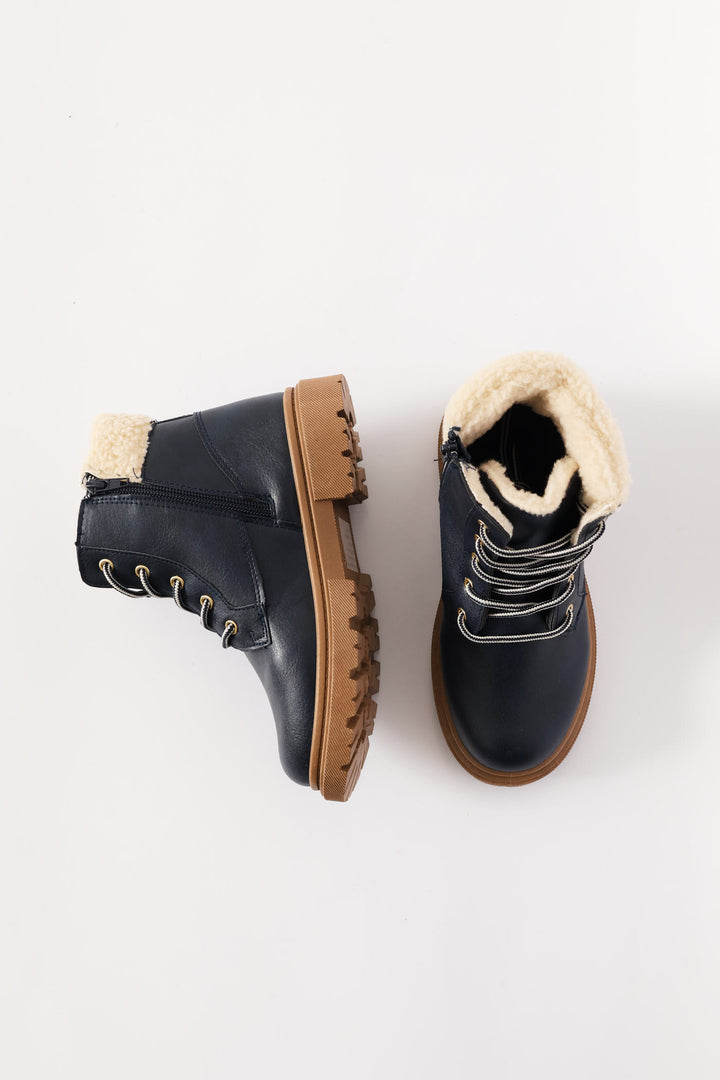 Boys Furlined Boot - Navy