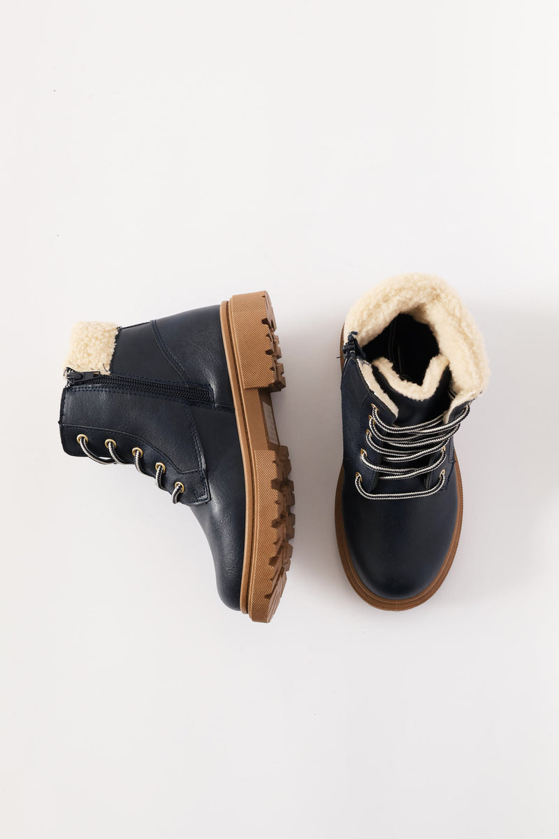 Boys Furlined Boot - Navy