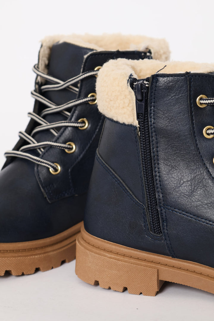 Boys Furlined Boot - Navy