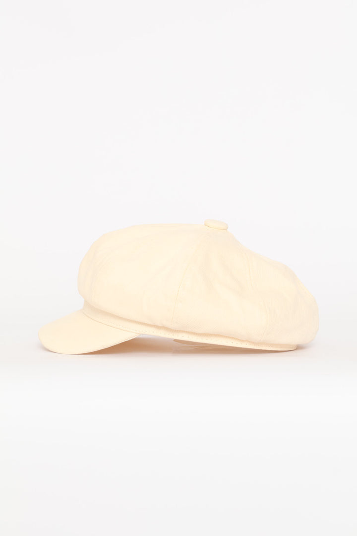 Panel Baker Boy Hat - Cream