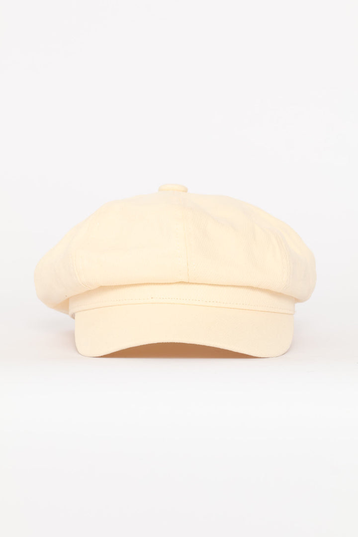 Panel Baker Boy Hat - Cream
