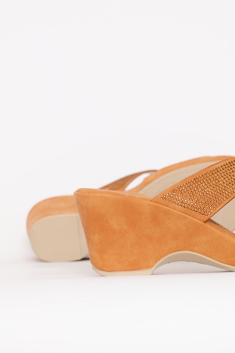 Diamante Clog Heel - Tan