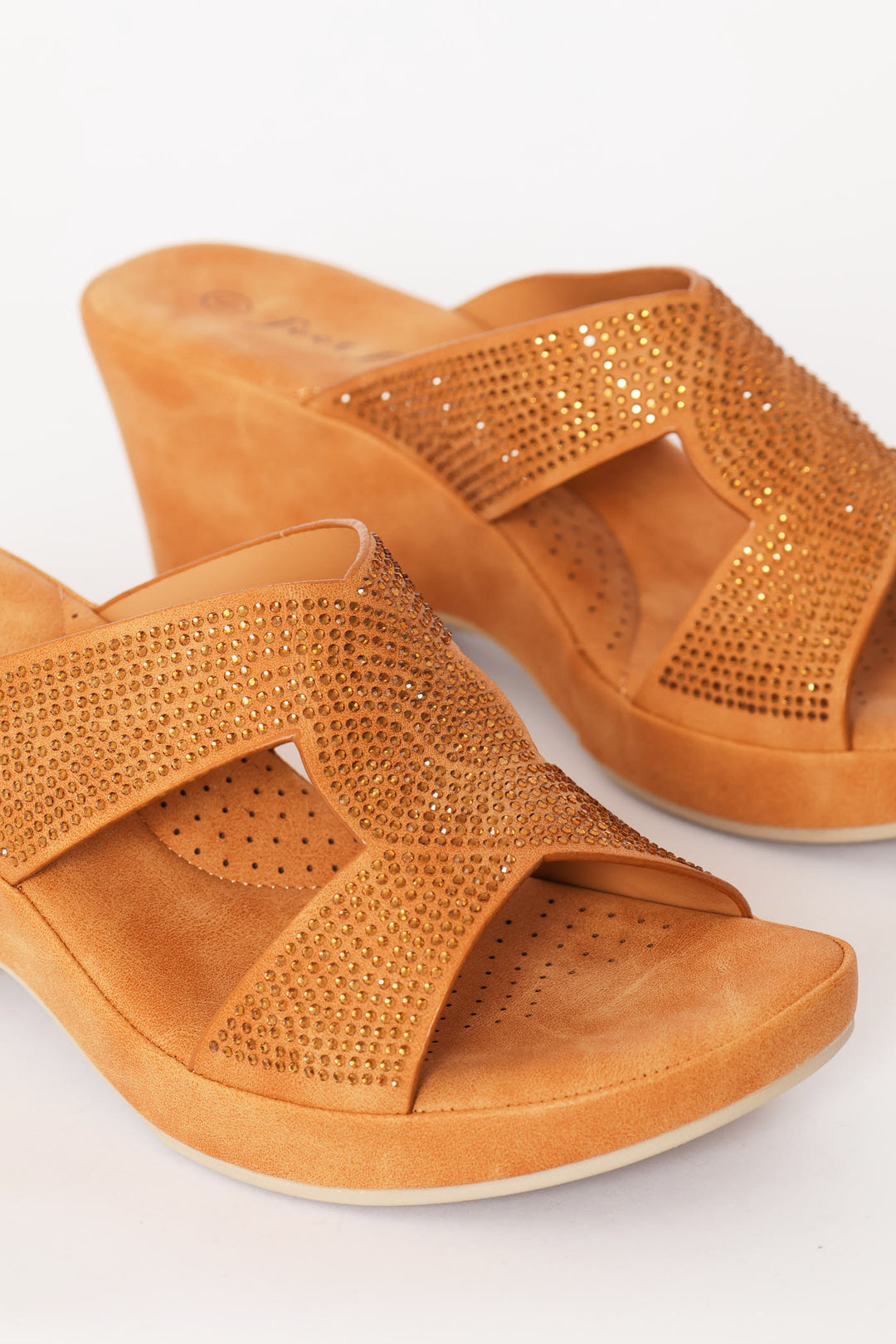 Diamante Clog Heel - Tan