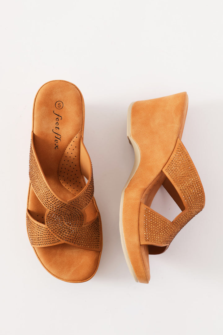 Diamante Clog Heel - Tan