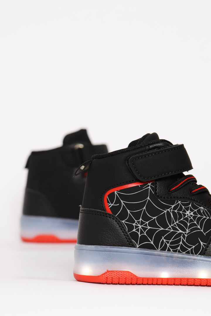 Pre-Boys Web Lace Up Hitop Sneaker - Black/Red