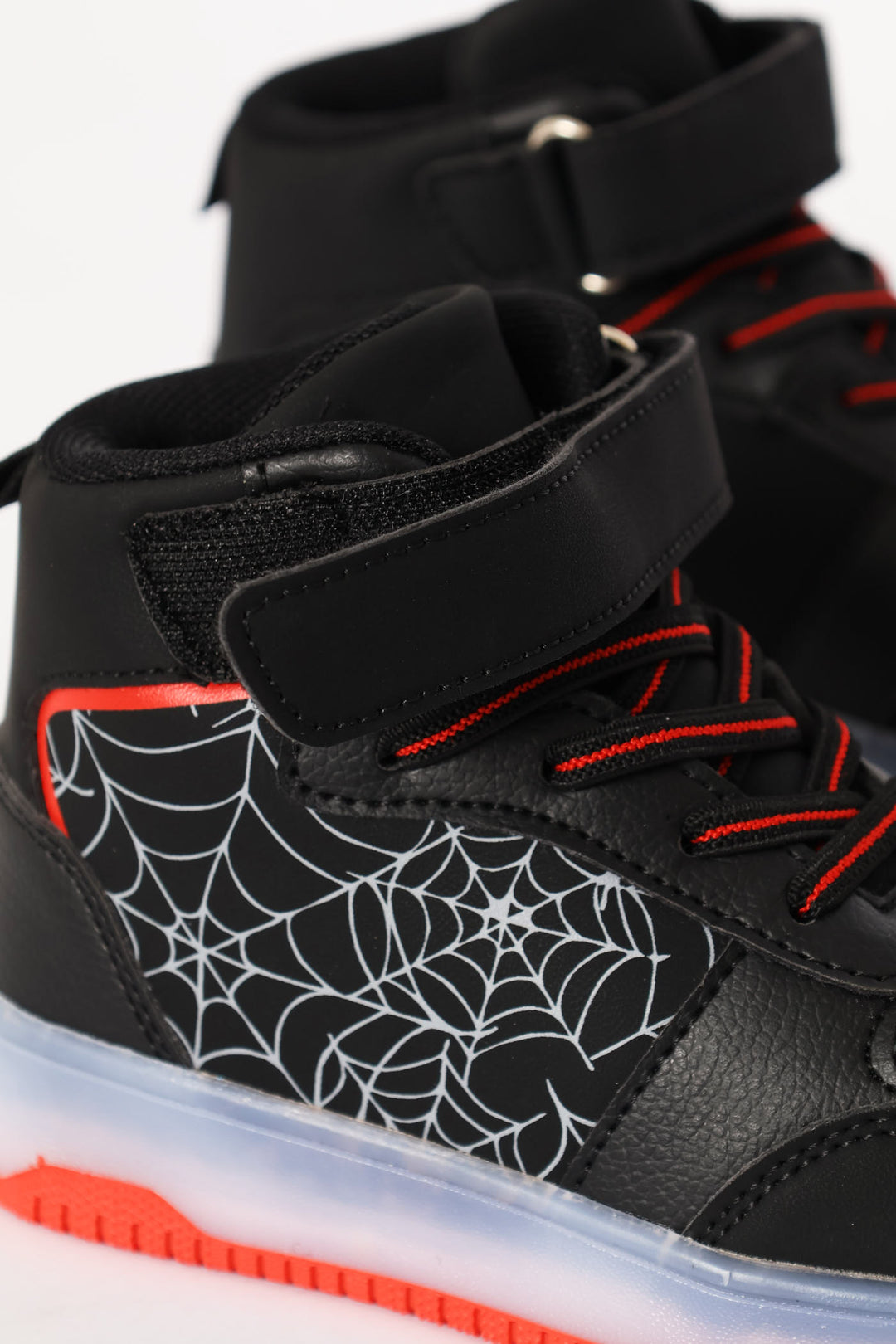 Pre-Boys Web Lace Up Hitop Sneaker - Black/Red