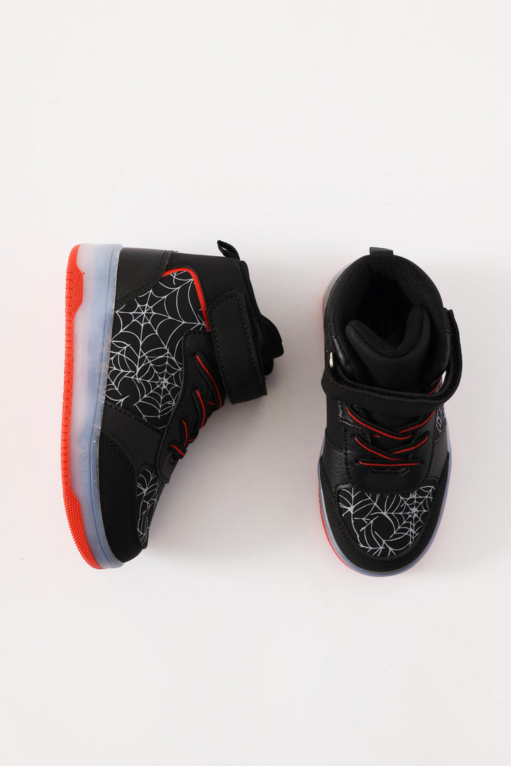 Pre-Boys Web Lace Up Hitop Sneaker - Black/Red