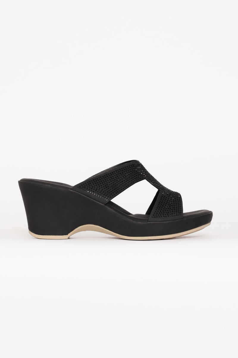 Diamante Clog Heel - Black