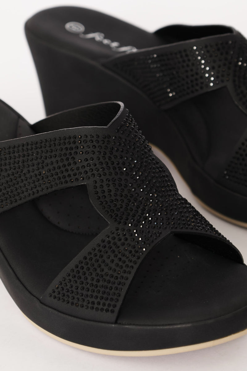 Diamante Clog Heel - Black