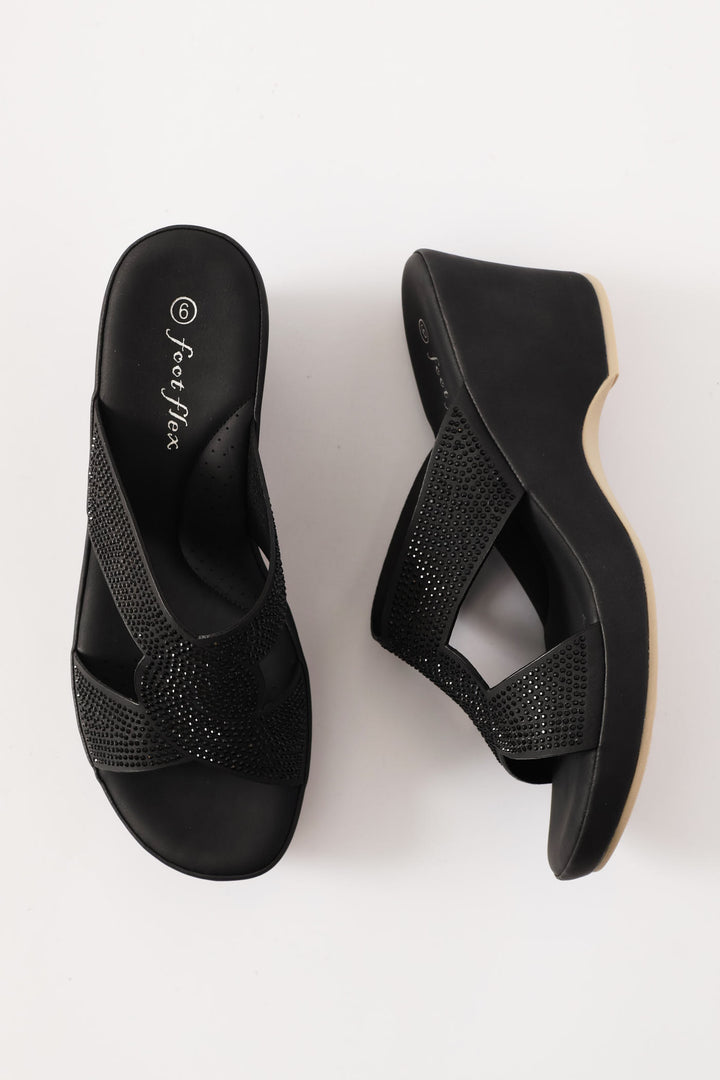 Diamante Clog Heel - Black