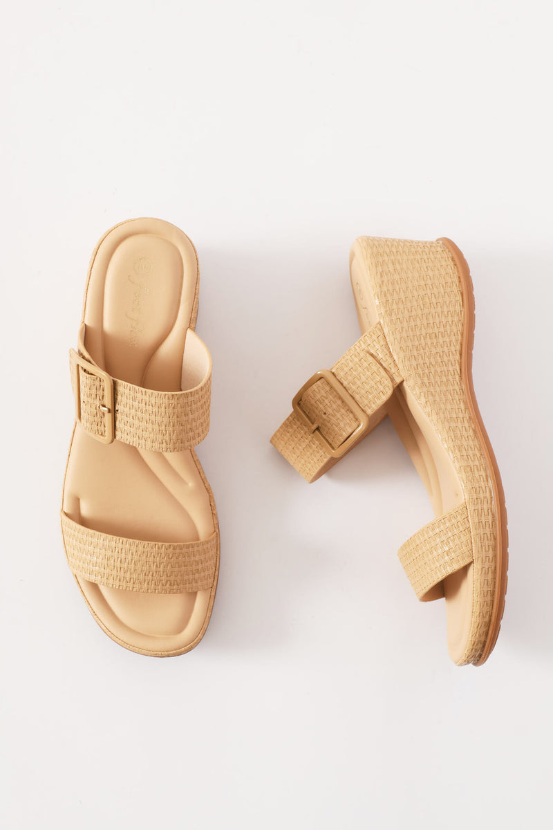 Weaved Heeled Sandal - Dark Beige