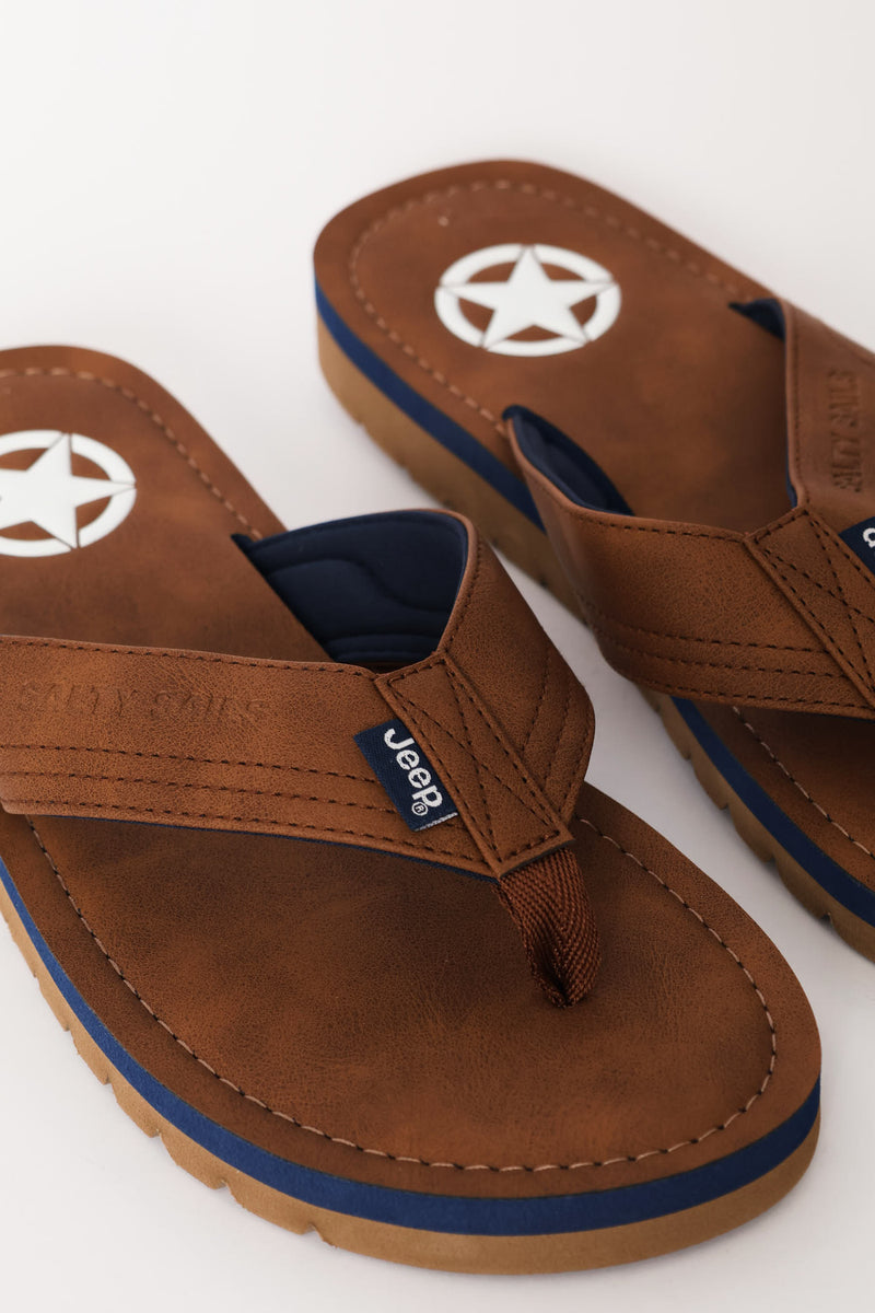 Compass Wide Vamp Sandal - Tan