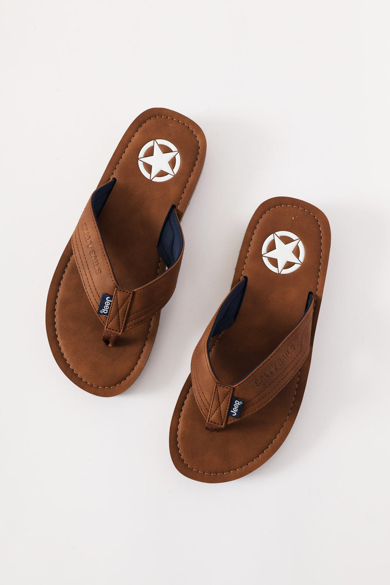 Compass Wide Vamp Sandal - Tan