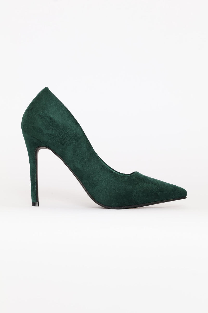 Microfibre Pointy Heel - Forest Green