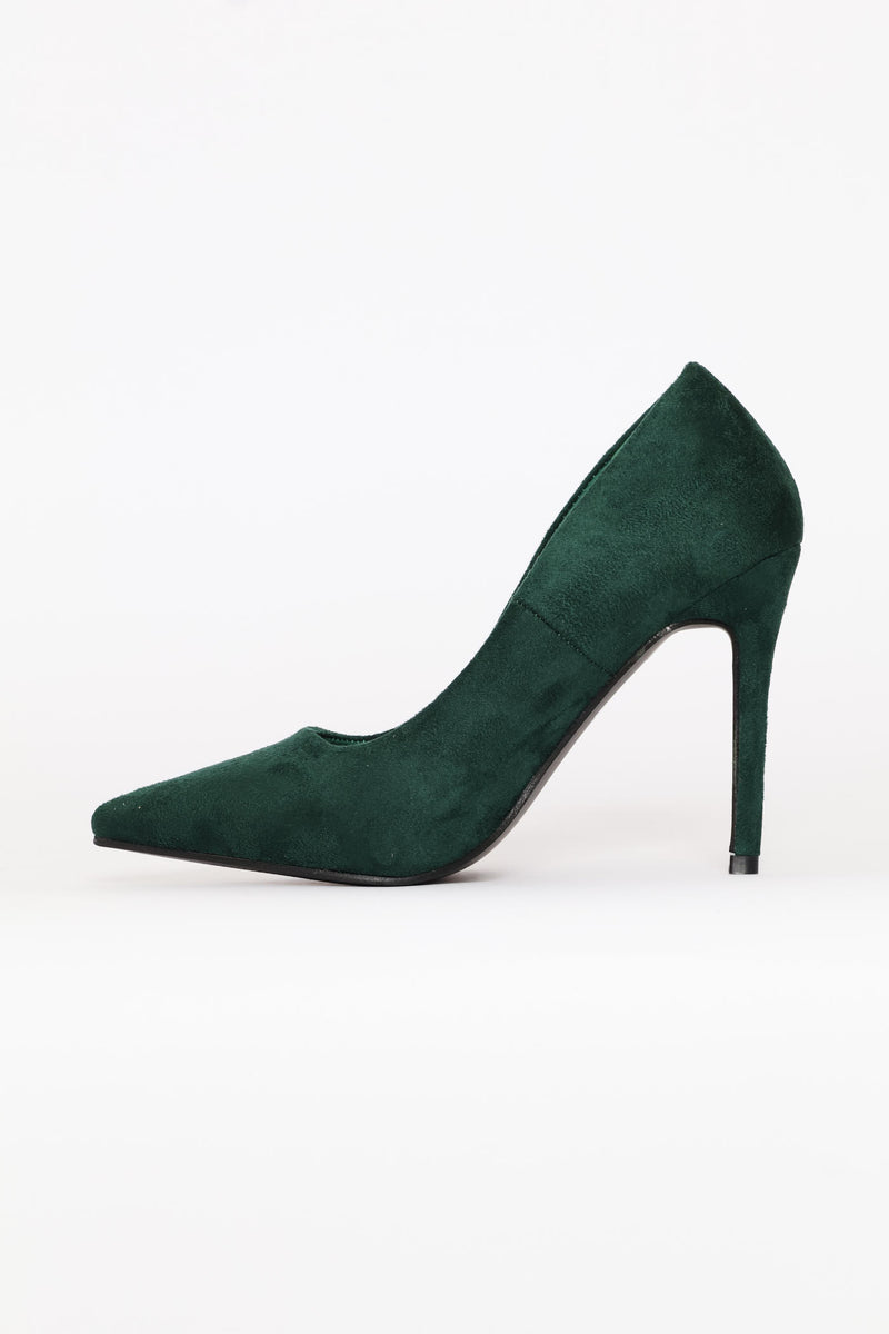 Microfibre Pointy Heel - Forest Green