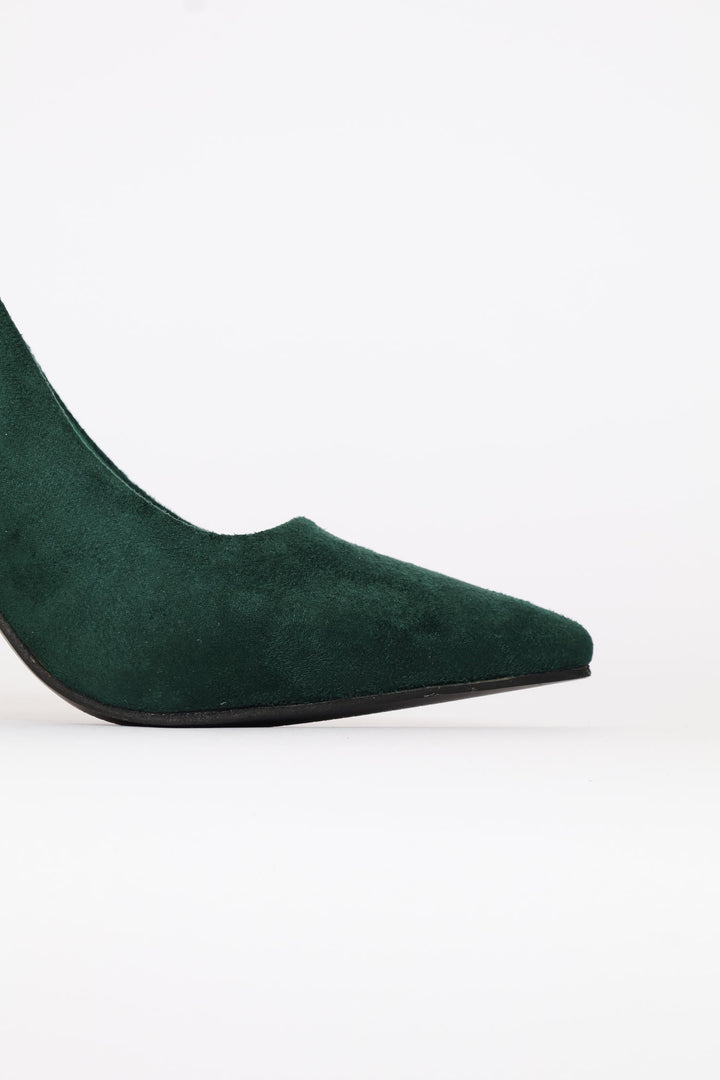Microfibre Pointy Heel - Forest Green