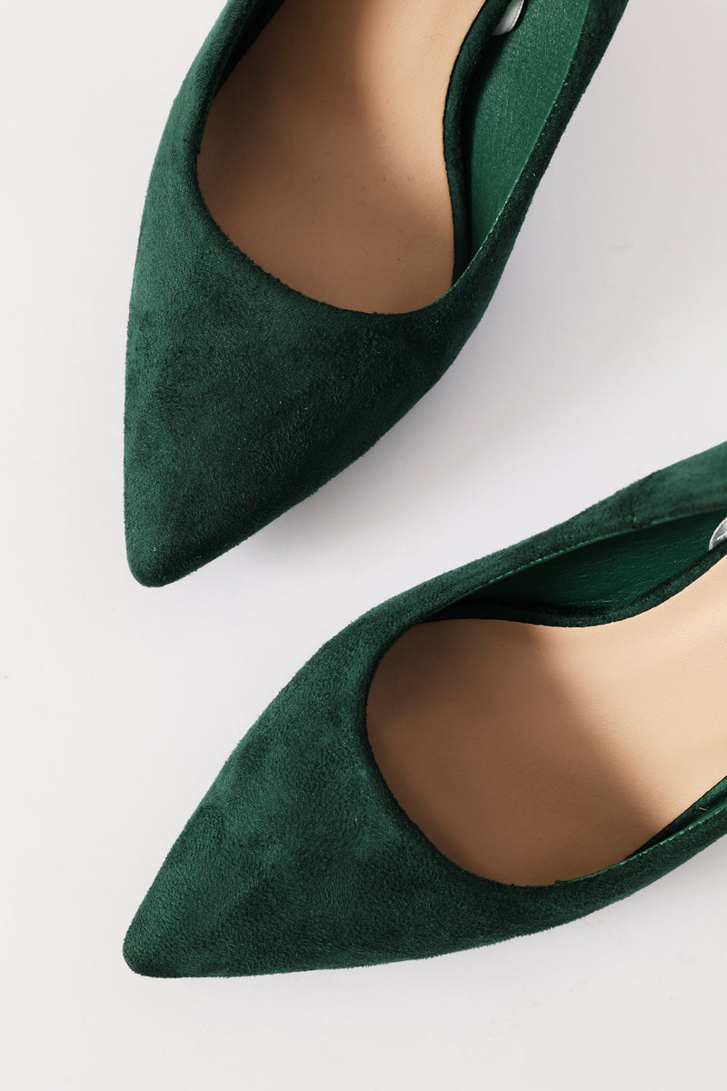 Microfibre Pointy Heel - Forest Green