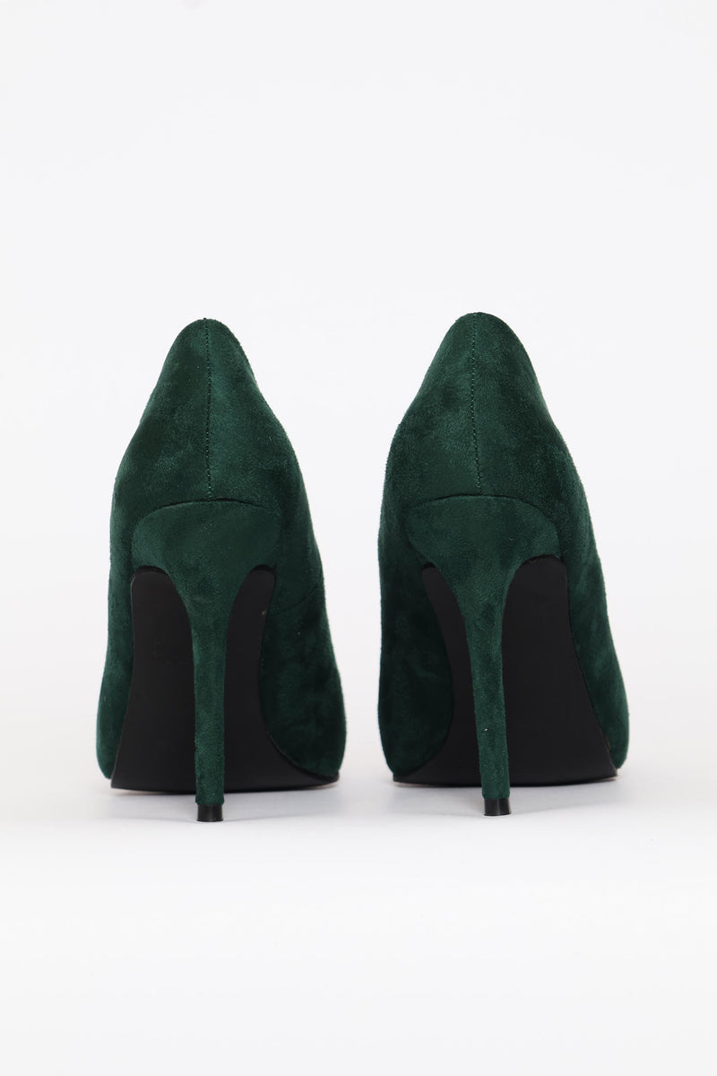 Microfibre Pointy Heel - Forest Green
